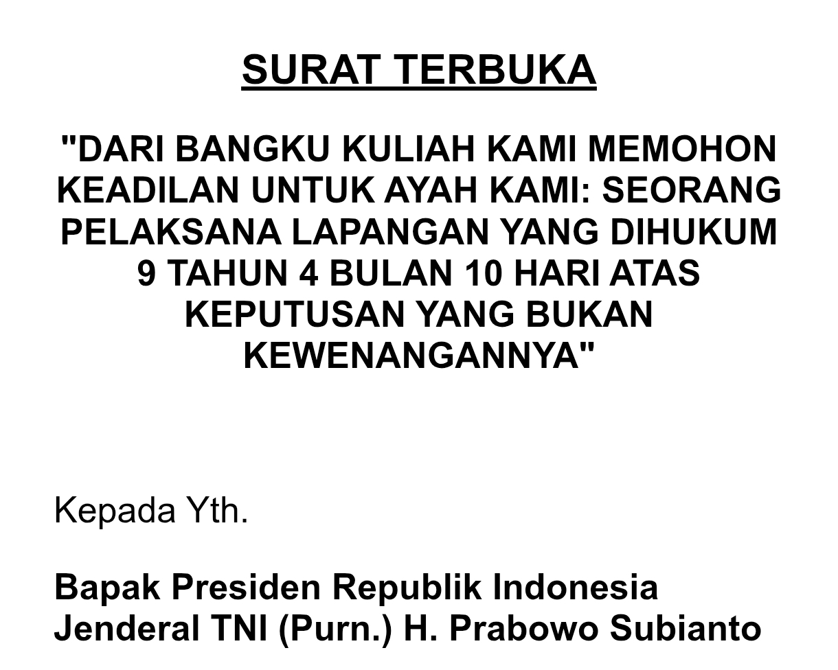 Demi Keadilan Sang Ayah, 2 Mahasiswi di Mamuju Layangkan Surat Terbuka untuk Presiden