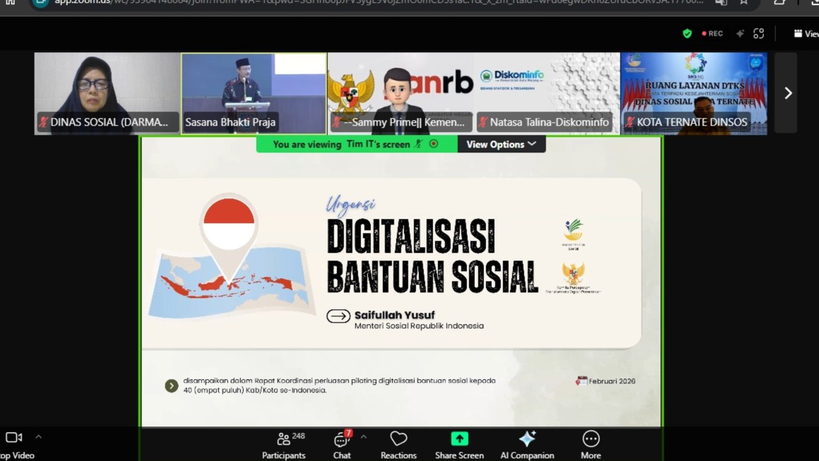 Kadinsos P3A dan PMD Sulbar Ikuti Rakor Perluasan Piloting Digitalisasi Bantuan Sosial