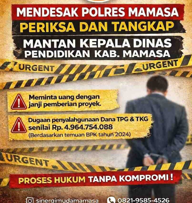 SMM Desak Polres Mamasa Periksa Eks Kadis Pendidikan dan Kebudayaan Mamasa