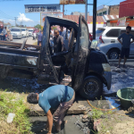 Diduga Korsleting, Mobil Pick Up Terbakar Saat Diperbaiki di Bengkel Wonomulyo