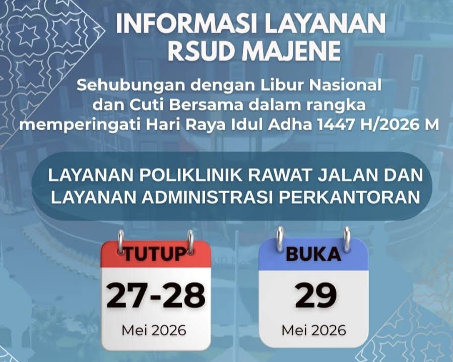 Libur Idul Adha, Poliklinik RSUD Majene Tutup, IGD Tetap Siaga 24 Jam