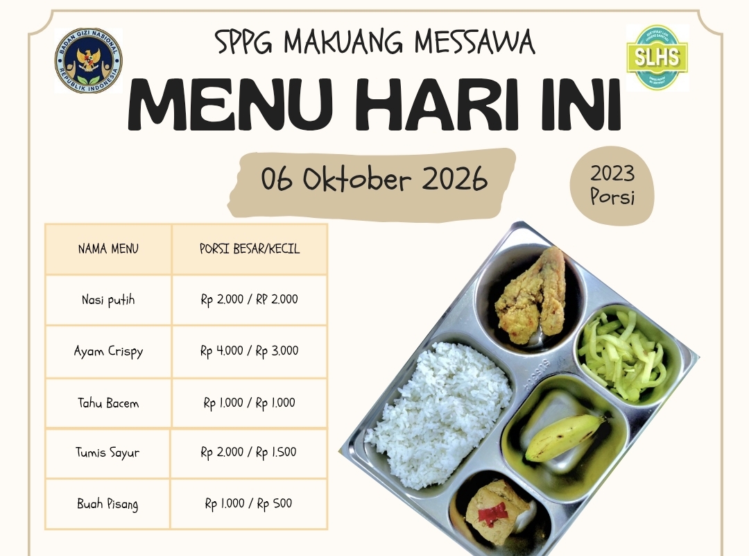 SPPG Makuang Messawa Salurkan MBG untuk 2.023 Penerima Manfaat